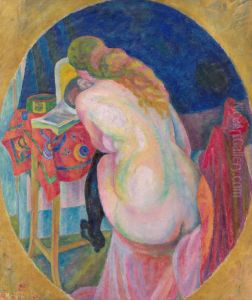 Nude woman reading by Robert Delaunay