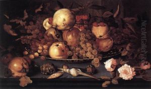 Still Life with fruit, flowers, shells and insects by Balthasar Van Der Ast