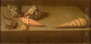 Lizard and Shells by Balthasar Van Der Ast