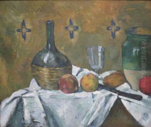 Fiasque, verre et poterie by Paul Cezanne