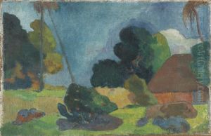 La Hutte sous les palmiers by Paul Gauguin