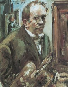 Self-Portrait with Palette by Lovis (Franz Heinrich Louis) Corinth