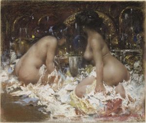 In the Boudoir by Antonio Mancini