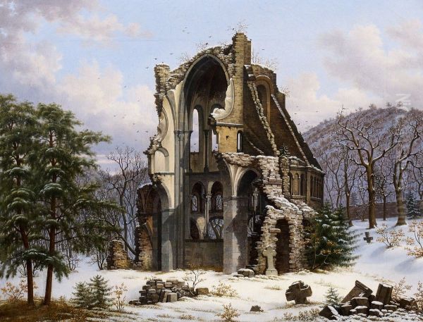 Ruins of Heisterbach Abbey in Winter - view 1