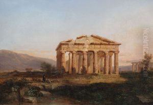 Die Tempel von Paestum im Abendlicht.