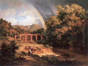 Italian Landscape with Viaduct and Rainbow by Karoly Marko