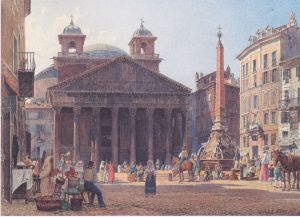 Das Pantheon und die Piazza della Rotonda in Rom by Rudolf von Alt