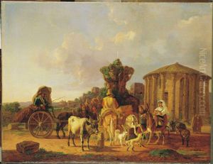 "Szene vor demTempel der Vesta" by Heinrich Burkel