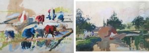 Swiss Lake Scene by Ethel Carrick-Fox