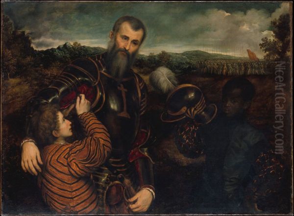 Portrait of a Man in Armor with Two Pages - view 1