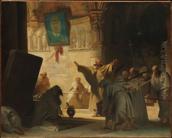 Dramatic Scene with Monks in a Crypt - view 1