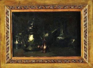 nature Morte Aux Pichets De Cuivre Et D'etain by Pierre Carrier-Belleuse