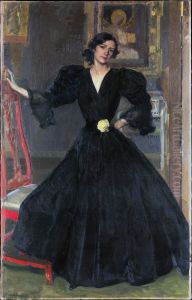Senora de Sorolla (Clotilde Garcia del Castillo, 1865-1929) in Black by Joaquin Sorolla