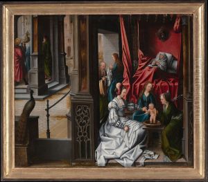 The Birth and Naming of Saint John the Baptist; (reverse) Trompe-l'oeil with Painting of The Man of Sorrows by Orley, Bernard van