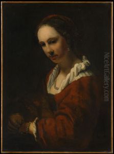 Young Woman with a Pearl Necklace, formerly called Hendrickje Stoffels, copy after a painting by Drost in Dresden