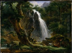Waterfall at Mont-Dore by Achille Etna Michallon