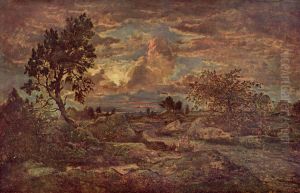 Sunset near Arbonne by Theodore Rousseau