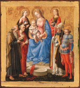 Maria mit Kind und sechs Heilige by Pesellino