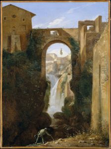 Ponte San Rocco and Waterfalls, Tivoli by Francois Marius Granet