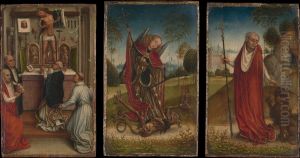Saint Michael; The Mass of Saint Gregory; Saint Jerome by Master Of The Legend Of Saint Catherine