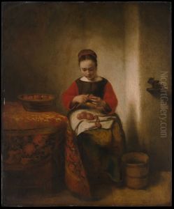 Young Woman Peeling Apples by Nicolaes Maes