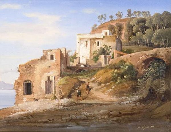 Veduta Costiera Con Caseggiati Ed Astanti Neipressi Di Sorrento - view 1