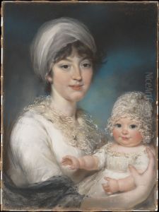 Mrs. Robert Shurlock (Henrietta Ann Jane Russell, 1775-1849) and Her Daughter Ann by John Russell