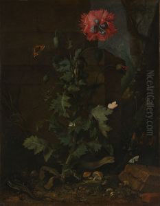 Still Life with Poppy, Insects, and Reptiles by Otto Marseus van Schrieck
