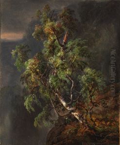 Birch Tree in a Storm by Johan Wilhelm Ludwig Dahl
