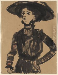 Woman with Black Hat. by Ernst Ludwig Kirchner