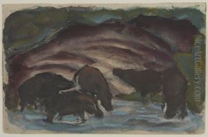 Wild Boars in the Water. by Franz Marc