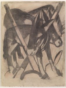 Two Donkeys. by Franz Marc