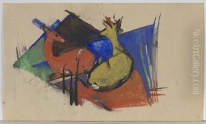 Two Deer Lying Down. by Franz Marc