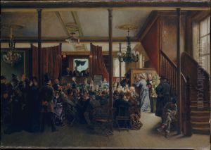 Auction Sale in Clinton Hall, New York, 1876 by Ignacio Leon y Escosura