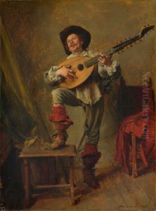 Soldier Playing the Theorbo by Jean-Louis-Ernest Meissonier