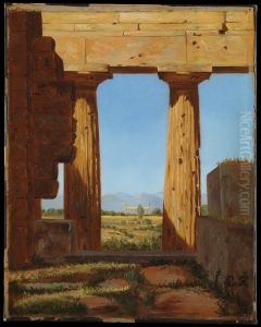Columns of the Temple of Neptune at Paestum by Constantin Hansen