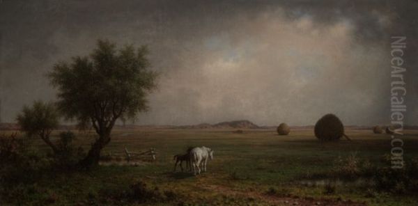 Mare and Colt in a Marsh - view 1