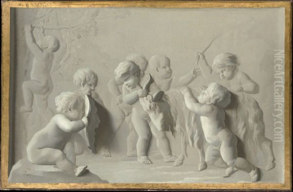 Children Playing with a Goat - view 1