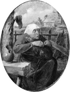 A Peasant Woman Picking Fleas off a Dog by Adriaen Brouwer