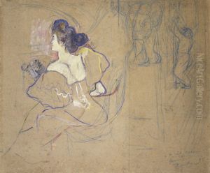 Madame Thadee Natanson (Misia Godebska, 1872-1950) at the Theater by Henri De Toulouse-Lautrec
