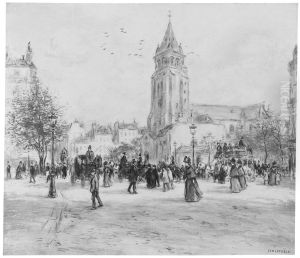 Place Saint-Germain-des-Pres, Paris by Jean-Francois Raffaelli