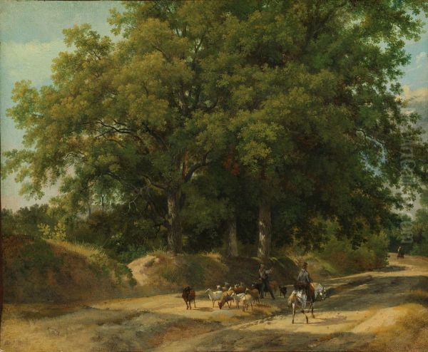 A Shepherd and a Rider on a Country Lane - view 1