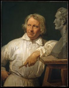 Bertel Thorvaldsen med busten af Horace Vernet by Horace Vernet