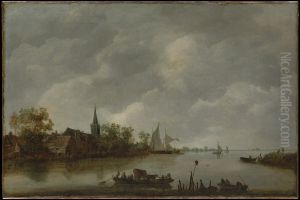River View with a Village Church by Jan van Goyen