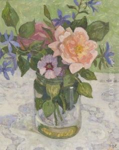 Flowers In A Glass Jar by Dora Carrington