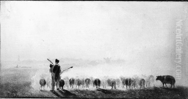 Shepherd with a Flock of Sheep - view 1