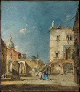 Imaginary View of a Venetian Square or Campo by Francesco Guardi