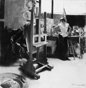 In the Studio by Hugo von Habermann