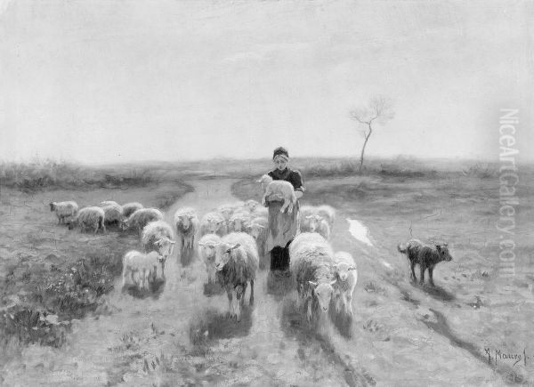 A Shepherdess and Her Flock - view 1