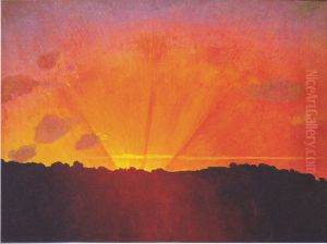 Coucher de soleil, ciel orange